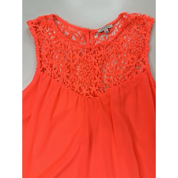 A.PEACH Top Crochet Sleeveless Flowy Peasant Boho Festival Coral Oversize Tank M - Picture 3 of 9